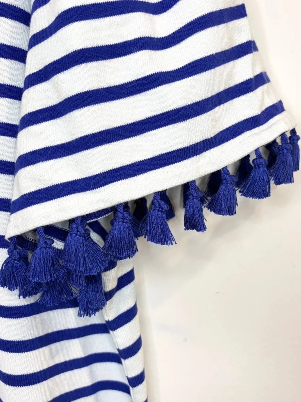 Kate Spade Broome Street Tassel Dress Sz XL Striped Flutter Sleeve Blue Preppy